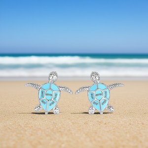 Pendientes de plata tibetana con forma de tortuga y incrustaciones de turquesa, grabado de amor, para mujer, regalo, joyería, pendientes de moda con forma de animal - Product Image 2