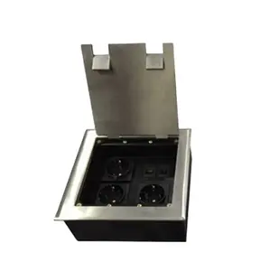 250V 16A 4gang power floor outlet box stainless steel surface floor socket HGD-180K CE approval outlet power box