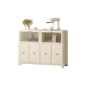 Minimalist Retro Style Coffee Cabinet <b>Sideboard</b> 4 Compartments Creamy White Living Room Storage Cabinet Multifunctional - Product Image 5