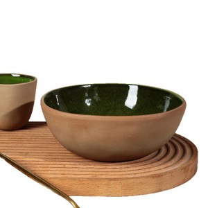 Tazón para Ensalada de Cerámica Rústica Estilo Vintage, con Logotipo Personalizado, Color Verde, Grande, para Uso en Hoteles, Ecológico - Product Image 5