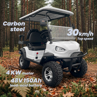 Voiturette de golf électrique chinoise HUANLI 48V à 4 places, personnalisée, en acier, avec moteur AC 5KW, vitesse maximale de 30 km/h, batterie au plomb-acide, autonomie de 70-90 km