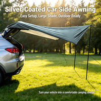 Auvent latéral universel pliable pour voiture, auvent solaire argenté, tente arrière de camping pour véhicule à ventouse fixe pour l'extérieur et les voyages en autonomie