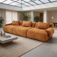 Canapé Nuage Orange Brûlé 3 Places, Fauteuil Lounge Moelleux à Profil Bas, Accent Chaleureux pour un Intérieur Confortable, Design de Mobilier