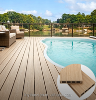 Planches de terrasse WPC co-extrudées contemporaines antidérapantes et imperméables pour extérieur, sur mesure, OEM ODM, pour villas et piscines