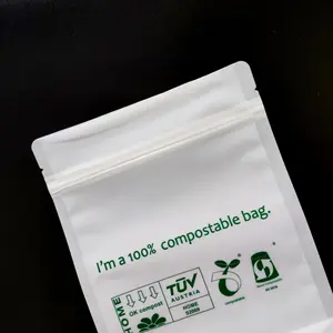 Confezionamento autoadesivo semitrasparente degradabile con amido di mais PLA PBAT 100% sacchetto biodegradabile
