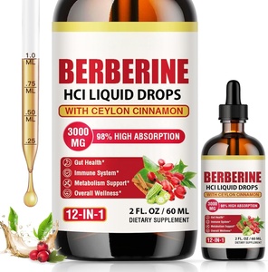 Gouttes liquides de berbérine de qualité supérieure, formule à biodisponibilité supérieure <span class=keywords><strong>pour</strong></span> la défense quotidienne contre le glucose et le métabolisme, certifiées GMP - Product Image 1