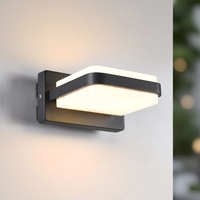 Applique Murale LED Carrée en Aluminium, Extérieure et Intérieure, IP44, Éclairage Haut et Bas, Noire, Moderne, pour Maison, Jardin, Escaliers, Chambre, Chevet, Salle de Bain