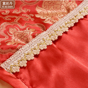 Manta de Seda Yi Si Dan, Cuadrada, Satén, Diseño Vintage, Decoración para el Hogar, Cojín, Color Dorado y Rojo - Product Image 2