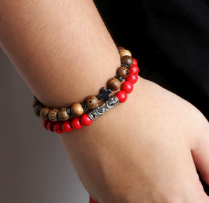 Bracelet extensible pour homme, style mode, avec perles en œil <span class=keywords><strong>de</strong></span> tigre, <span class=keywords><strong>pierre</strong></span> <span class=keywords><strong>de</strong></span> <span class=keywords><strong>lave</strong></span>, <span class=keywords><strong>pierre</strong></span> précieuse et turquoise, croix, pour <span class=keywords><strong>la</strong></span> guérison par les cristaux, thème chrétien - Product Image 3