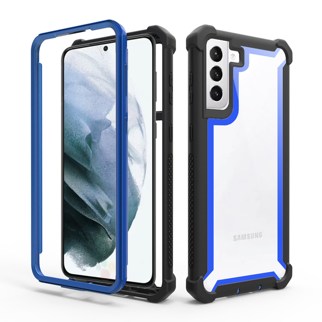 Military-Grade Transparent Armor Bumper Case for Samsung S21 FE 360° Screen Protection Anti-Scratch Full Body Rugged Protection