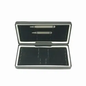 Elegant Rectangle Box for Cufflinks Custom Logo Plastic Coated By Leather Cuff Link Box