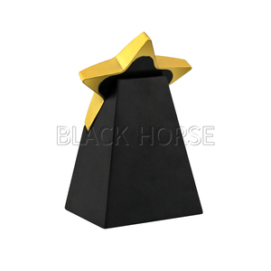Factory Wholesale Wood Base Awards <strong>Paque</strong> with Metal Star - Product Image 2