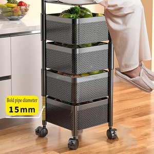 Étagère à cadre en métal à 5 couches étagère rotative étagère de <span class=keywords><strong>rangement</strong></span> de cuisine carrée rotative étagère verticale chariot de <span class=keywords><strong>rangement</strong></span> sur roues - Product Image 4