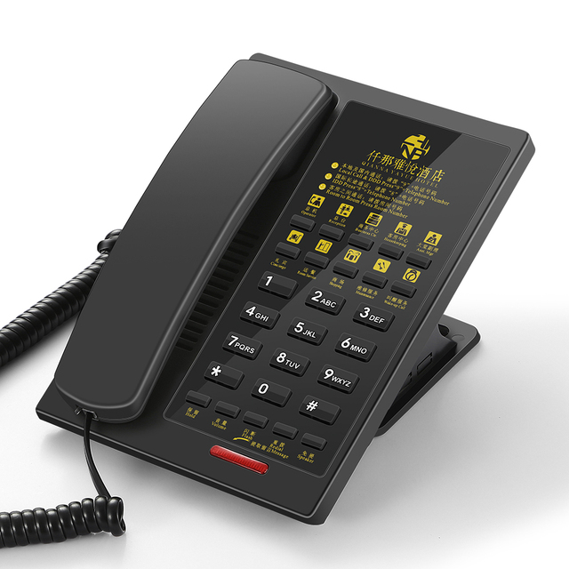 Competitive Price Phone for Hotel Room OEM Fixed Wired Phone Corded Landline Telephone with Logo and Brand FICAN9802B