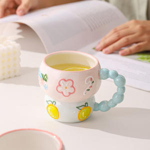 Tasse petit-déjeuner en céramique de grande capacité de fleur de <span class=keywords><strong>camée</strong></span> peinte à la main douce - Product Image 3