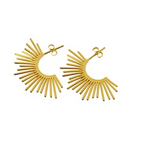 Geometric <b>Gold</b> Plated Hoop <b>Earrings</b> Women's Fashion Party Jewelry Trendy <b>Dangle</b> <b>Earrings</b> Alloy Material - Product Image 1