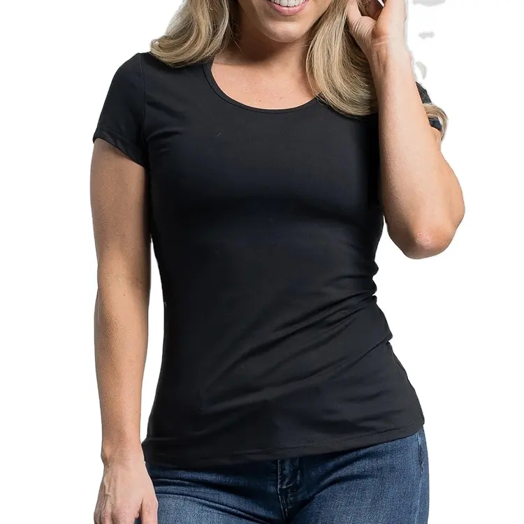Wholesale Custom Casual Tops Breathable Slim Fit Short Sleeves Plain T Shirts For Women