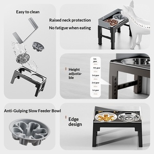 Mangkuk Makan Hewan Peliharaan dengan Ketinggian dan Sudut yang Dapat Disesuaikan, Pelindung Leher Anjing, Anti Terguling, Mangkuk Terangkat dari Baja Tahan Karat dan ABS - Product Image 5