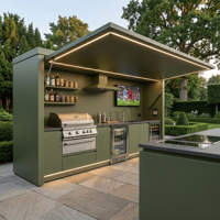 Abri de cuisine extérieur en acier inoxydable 304, résistant à la moisissure, avec évier, pour barbecue et cuisine extérieure, écologique, vente en gros