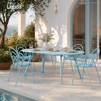 Ensemble de table et chaises de jardin en aluminium, mobilier d'extérieur en métal résistant aux intempéries, vente en gros, ensemble de salle à manger pour hôtel, bistrot, terrasse extérieure
