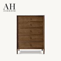 Coiffeuse moderne de luxe léger, ensemble de meubles de chambre minimalistes, commode de rangement en bois massif à 5 tiroirs pour salon