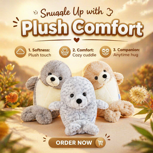Peluche Kawaii en forme de phoque lestée avec billes intérieures, vente en gros, animal apaisant pour le sommeil et le soulagement du stress - Product Image 2