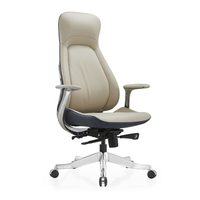 Fabricant de fauteuil de direction en cuir véritable PU à dossier haut, accoudoir fixe pivotant en cuir de patron, chaise de bureau à hauteur réglable