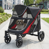 Poussette pliable légère à 4 roues pour chiens et chats, avec panier en maille, chariot de transport manuel pour extérieur – Toutes saisons