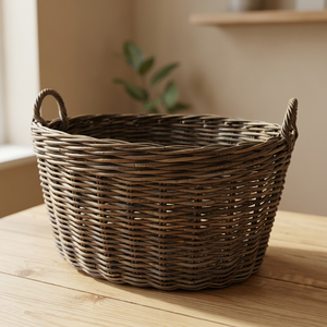 Panier à linge en osier d'origine indonésien de haute qualité avec oreilles ou poignées - Product Image 3