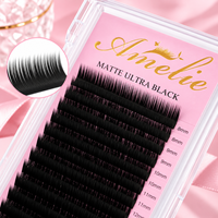 Extensions de cils professionnelles ultra-noires mates, volume doux en cachemire, plateaux de cils individuels, vente en gros