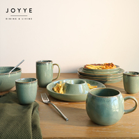 Joyye Luxe Vaisselle Céramique OEM Personnalisée Service de Table en Grès Céramique Glaçure Réactive avec Tasses Bols Assiettes