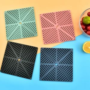 Household Foldable Square <b>Coaster</b> Wholesale <b>Silicone</b> Tableware Heat Insulating Pad <b>Silicone</b> Placemat for Dining Table - Product Image 4