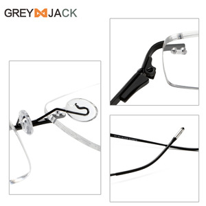 Lunettes sans monture Greyjack, rectangulaires, en métal, unisexes, design fin, ME2031, verres en acétate - Product Image 2