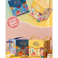 Boîte Cadeau Bébé Personnalisée avec Logo Imprimé Tendance 2026, Haute Qualité, Motif Dessin Animé Mignon, Recyclable, avec Couvercle Magnétique et Corde pour Cadeaux