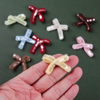 Noeud brodé à paillettes, sans colle, adapté pour les pinces à cheveux DIY, les accessoires pour cheveux et les accessoires vestimentaires.