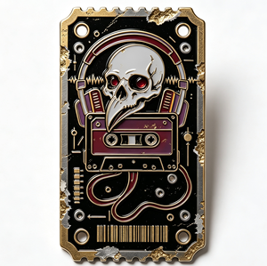 Pin's en émail en métal, motif crâne et cassette audio, pour rave, convention, objet de collection, cadeau - Product Image 3
