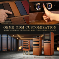 Humidor électronique de luxe moderne Afidana L6 avec revêtement en cuir, éclairage LED et étagères en cèdre espagnol