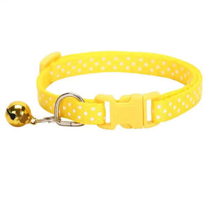 <span class=keywords><strong>Collar</strong></span> de perro de nailon con estampado de leopardo para cachorros pequeños de moda, poliéster con plástico recubierto y campana pequeña de colores para gatos - Product Image 5