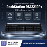 Synology RackStation RS1221RP+ NAS de 8 Bahías, AMD Ryzen V1500B, 32GB DDR4 ECC, 4x GbE, Preparado para 10GbE, Alimentación Redundante, NAS de Rack 2U