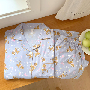 Pyjama de haute qualité en gaze double couche unie 2 pièces ensemble pyjama femme 100% coton