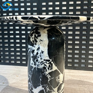 French Style Grand Antique <strong>Black</strong> Marble Top <strong>Side</strong> <strong>Table</strong> <strong>Round</strong> Luxury Corner <strong>Side</strong> <strong>Tables</strong> Living Room Modern Cylinder Pedestal - Product Image 5