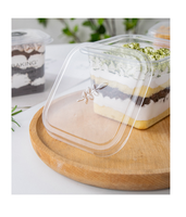 Boîte à gâteau en PET transparente et recyclable de haute qualité, vente en gros d'usine, boîte en plastique durable pour pain, tiramisu, dessert, anti-fuite