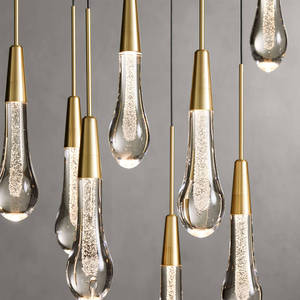 Lustre suspendu en cristal goutte de pluie nordique, moderne, pour la maison, l'îlot de cuisine, la salle à manger, en forme de gouttes d'eau linéaires - Product Image 3