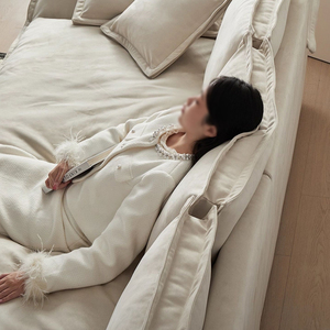 Hiện Đại Chống-Mèo Scratch Frosted Vải Sofa Cho Phòng Khách Sâu Ngồi Thẳng Hàng Pháp Lông Sofa Đặt Đồ Nội Thất - Product Image 5