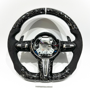 Volante Deportivo de Fibra de Carbono Plateada Forjada con Alcántara Negra para <span class=keywords><strong>BMW</strong></span> F10 F20 F30 F32 F36 M3 F80 M4 F82 M2 F87 M5 F90 - Product Image 1