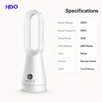Ventilateur sans pales 220V avec lumière d'ambiance, corps en ABS, télécommande, minuterie 1-9H, silencieux, oscillant, pour salon et chambre à coucher