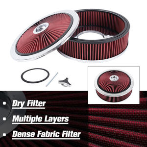 Ad alto flusso 14 "X <span class=keywords><strong>4</strong></span>" filtro rotondo lavabile filtro aria con coperchio cromato per SBC <span class=keywords><strong>BBC</strong></span> - Product Image 2