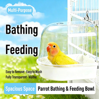 Baignoire transparente en plastique léger anti-éclaboussures pour oiseaux, boîte de bain pour perroquets, bol de lavage pour animaux de compagnie à fixer sur la cage