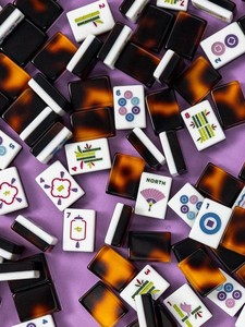 Jeu de Mahjong Américain en Acrylique Double Couche Dégradé Ambre Écaille de Tortue, Éventail Pliant Moderne de Luxe, Tuiles Classiques Florales, <span class=keywords><strong>Poker</strong></span> 4 - Product Image 2
