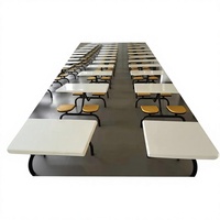 Ensemble table et chaises de cantine scolaire commerciale moderne et minimaliste pour 4 personnes, tables de salle à manger pour le personnel, en acier inoxydable